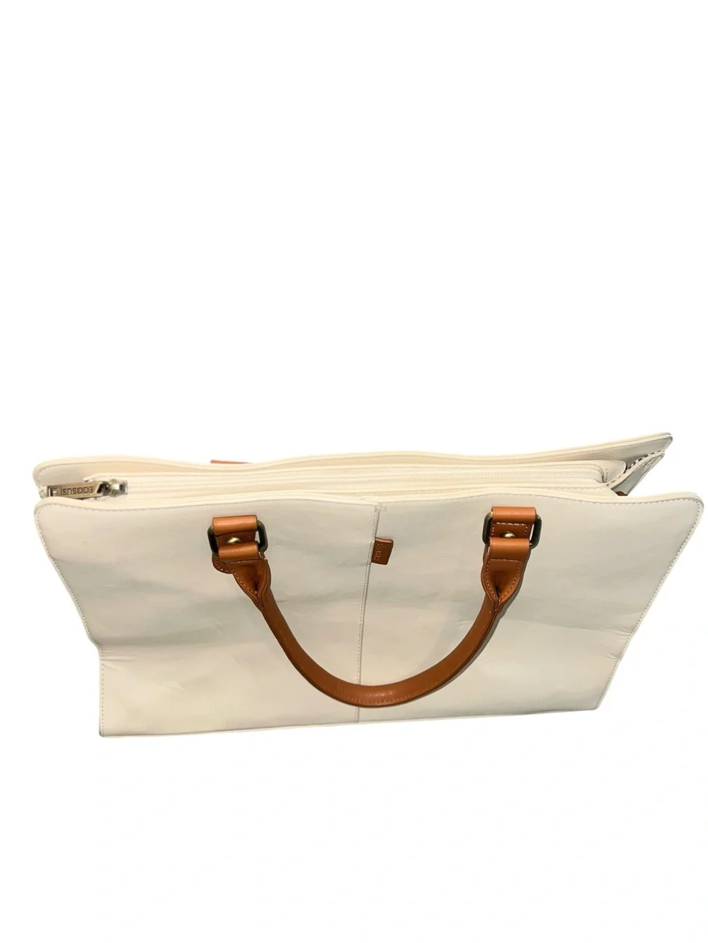 ECOSUSI Cream Vegan Leather Laptop Tote Work Bag 15.6” Purse